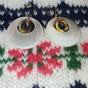 Mother of pearl and 14k solid gold earrings